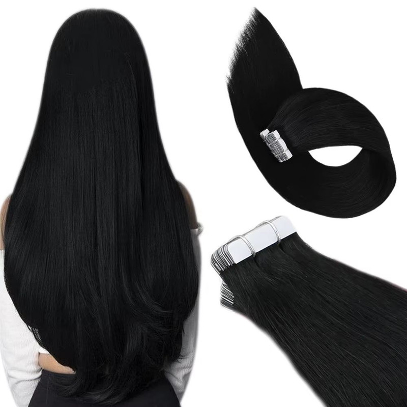 Ugeat TapeIn Hair Extensions  100 Real Brazilian Remy Human Hair Seamless Skin Weft For Natural Str 18