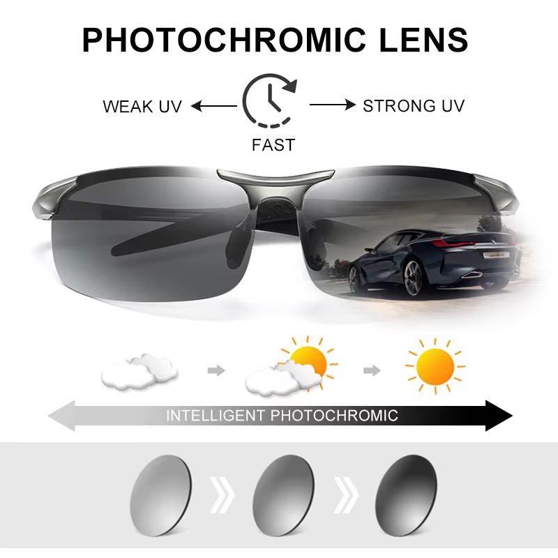 CllOIO Photochromic Polarized Sunglasses For Men Day Night Driving AntiGlare Glasses 2