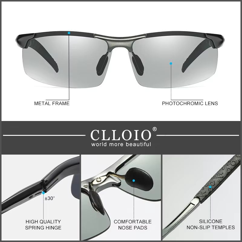 CllOIO Photochromic Polarized Sunglasses For Men Day Night Driving AntiGlare Glasses 3