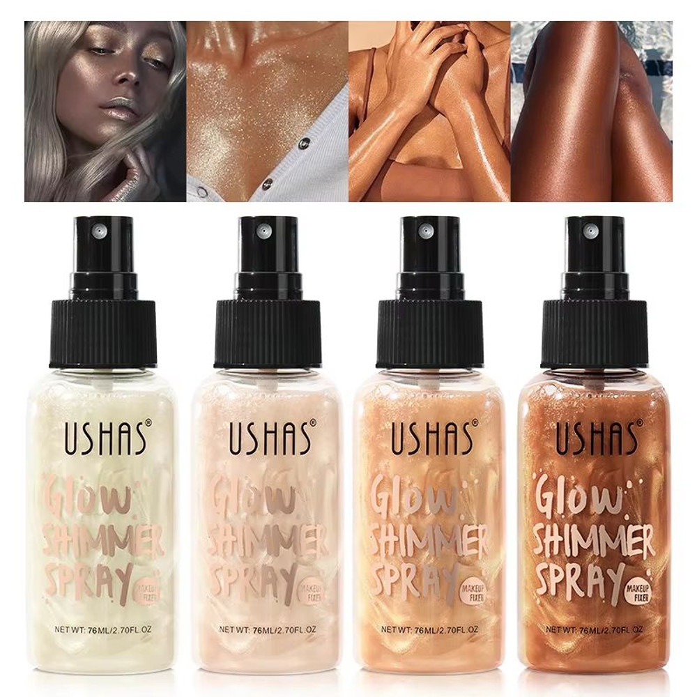 USHAS 4Color Liquid Highlighter Makeup LongLasting Brightening Body Facial Illuminator With Moist 0
