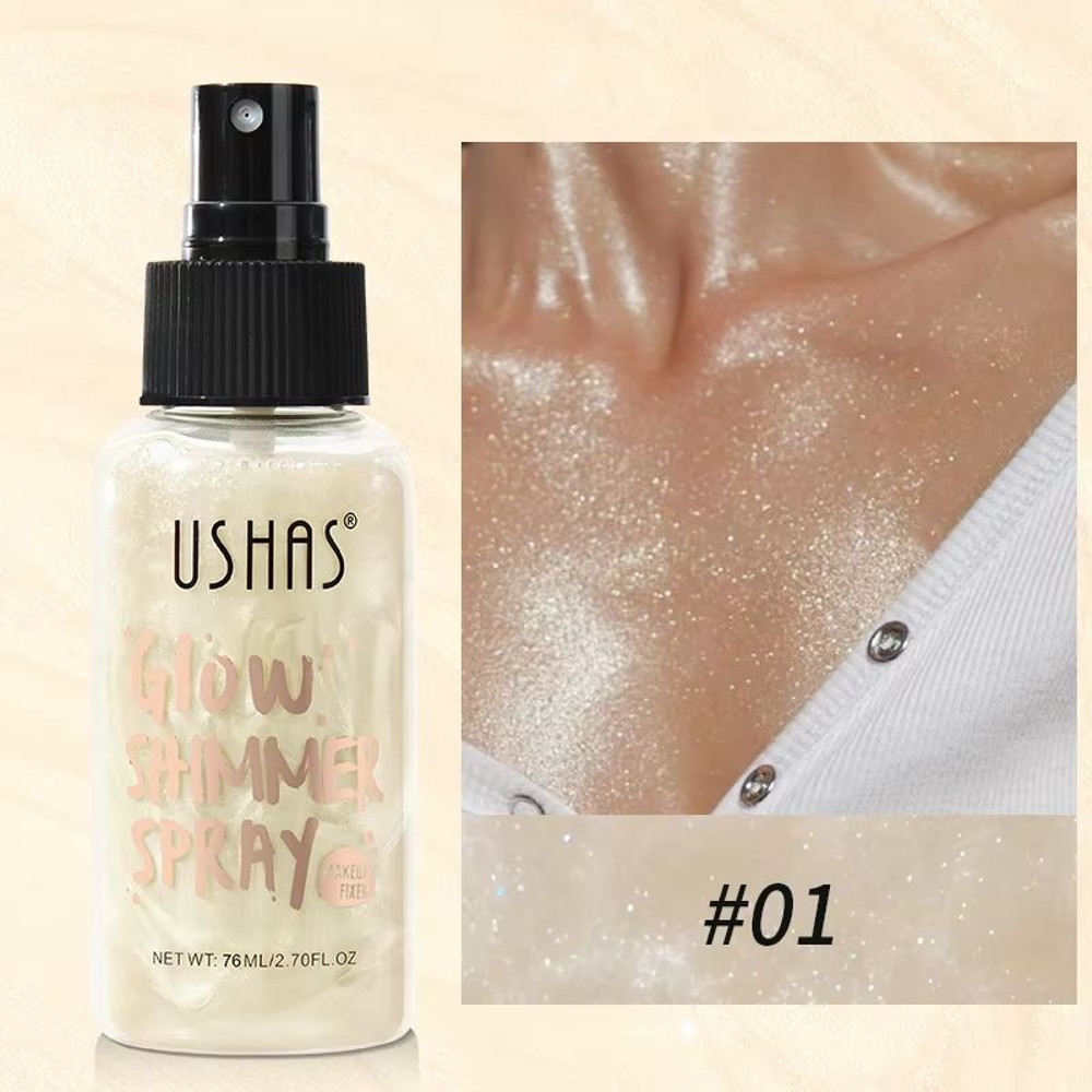 USHAS 4Color Liquid Highlighter Makeup LongLasting Brightening Body Facial Illuminator With Moist 6