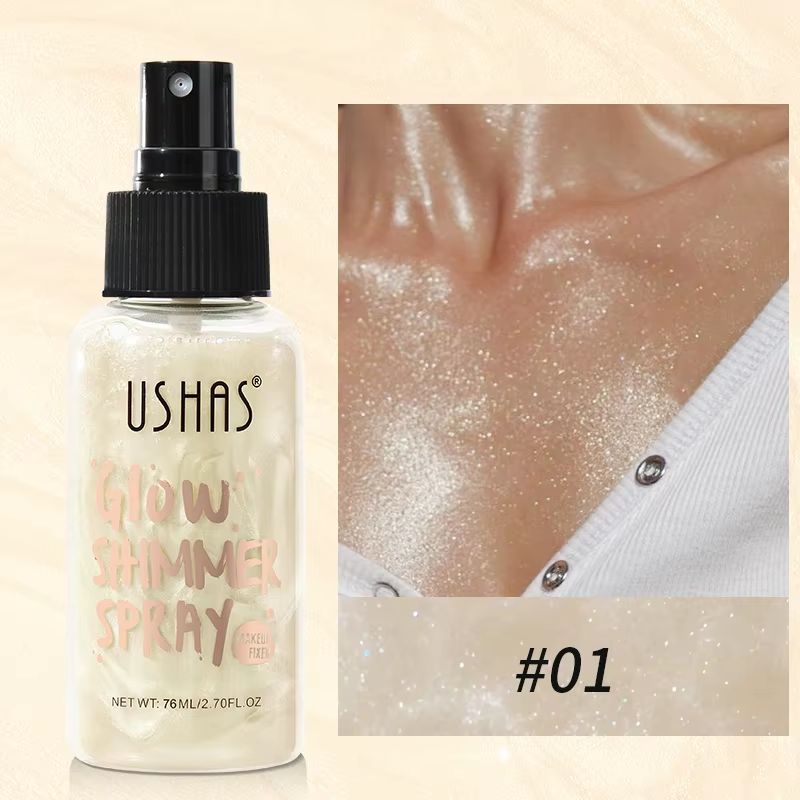 USHAS 4Color Liquid Highlighter Makeup LongLasting Brightening Body Facial Illuminator With Moist 6