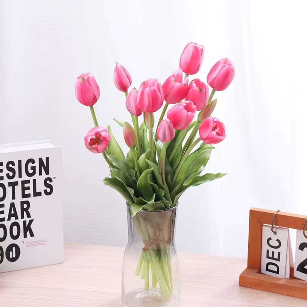 5pcs Real Touch Artificial Tulips HighQuality Pink Silicone Fake Flowers For Home Decor Weddings 0
