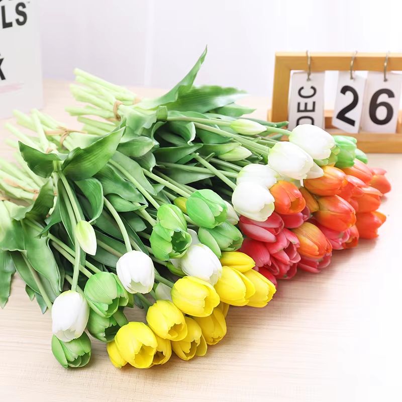 5pcs Real Touch Artificial Tulips HighQuality Pink Silicone Fake Flowers For Home Decor Weddings 5