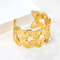 LUXUSTEEL Flower Cuff Bracelet Womens 18K Gold Plated Stainless Steel Bangle NoFade Elegant Jewelr 2