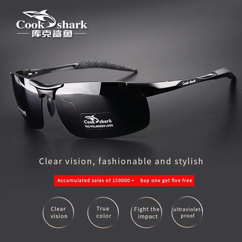 Cook Shark Aluminum Magnesium Sunglasses Mens HD Polarized Driving Glasses With Lightweight Frame 9