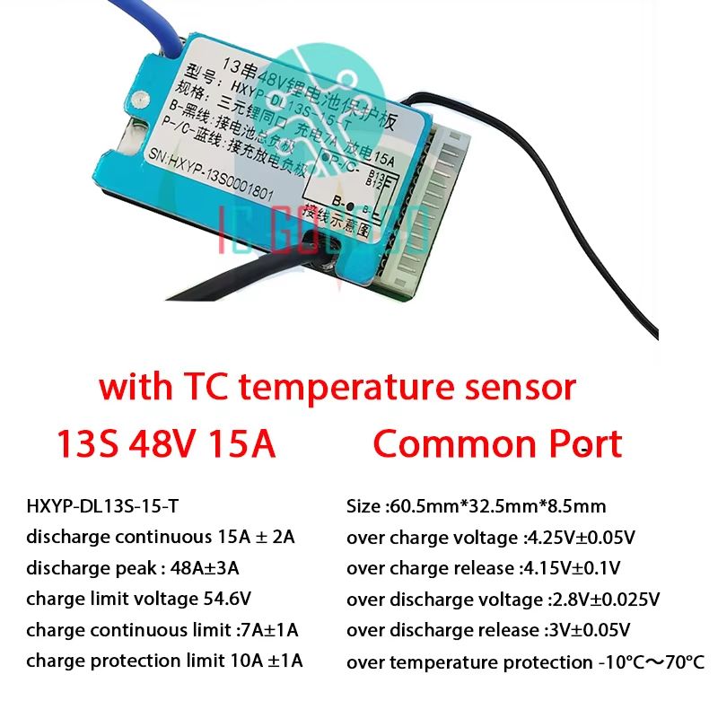 10S 36V 13S 48V Lithiumion Battery Protection Board BMS 15A20A With Temperature Sensor Heat Sink 10