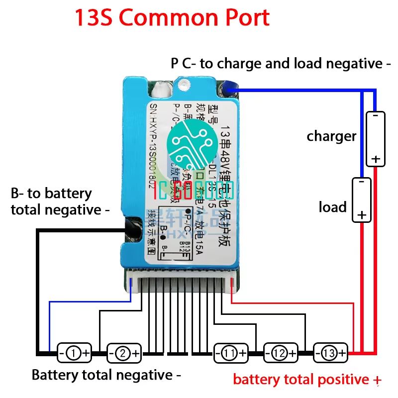 10S 36V 13S 48V Lithiumion Battery Protection Board BMS 15A20A With Temperature Sensor Heat Sink 5