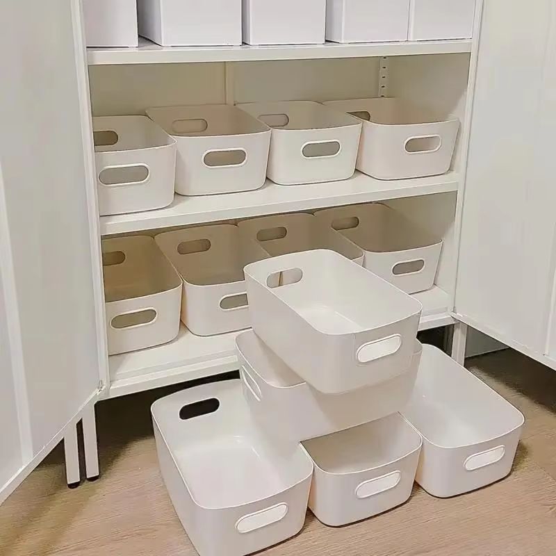 10pcs Large Capacity Storage Boxes With Lids Household Plastic Organizer Baskets For Toys Snacks 0