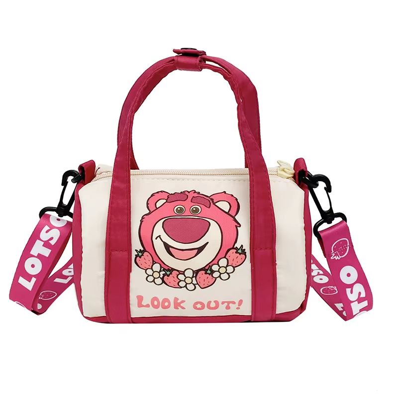 Cartoon Strawberry Bear Canvas Shoulder Bag Casual Crossbody Tote For Women 7