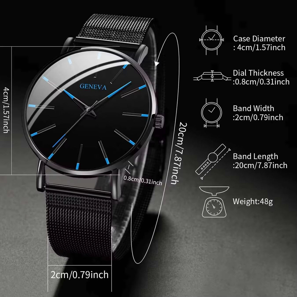 UltraThin Mens Business Watch Minimalist Quartz Wristwatch With Mesh Band 5