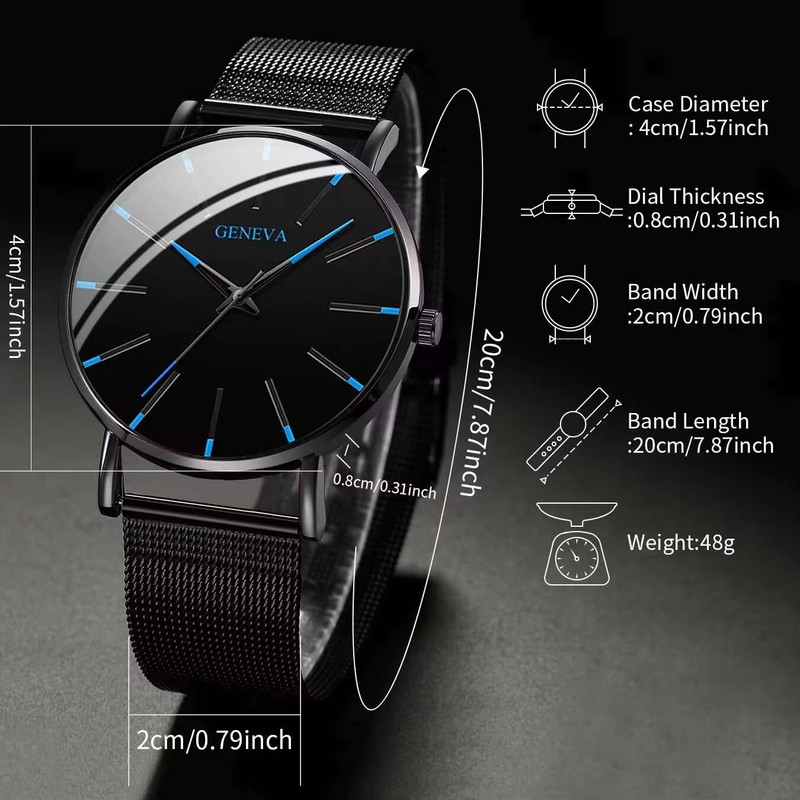 UltraThin Mens Business Watch Minimalist Quartz Wristwatch With Mesh Band 5