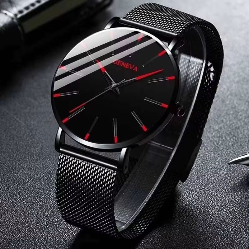 UltraThin Mens Business Watch Minimalist Quartz Wristwatch With Mesh Band 6