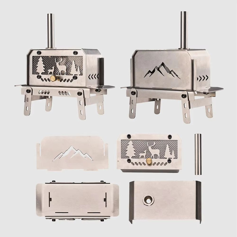 Portable Mini Folding Charcoal Stove Stainless Steel Outdoor Fire Pit Camping Wood Burner 3