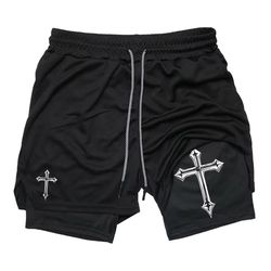 2-in-1 men's workout running shorts with compression liner – athletic gym shorts with phone pocket & towel loop