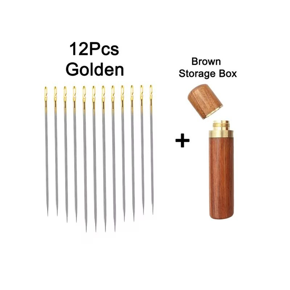 EasyThread Blind Needles Set 12pcs Stainless Steel SelfThreading Sewing Needles For Elderly DIY A 6