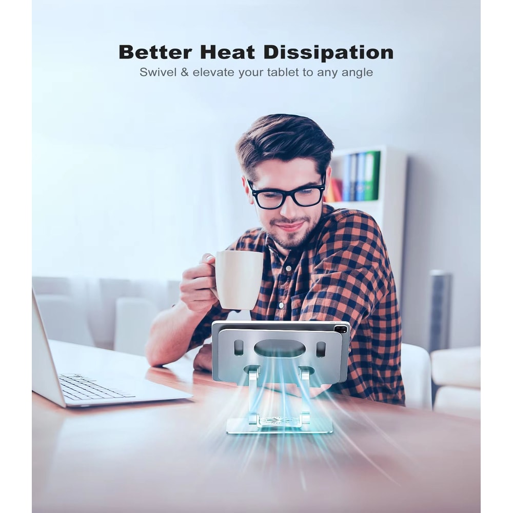 ST02 Aluminum Tablet Stand With 360 Swivel Base Adjustable Universal Holder For IPad Samsung More 1