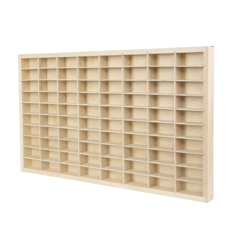 80Grid Wooden Display Shelf For Hot Wheels Matchbox 164 Diecast Car Toy Storage Organizer 3