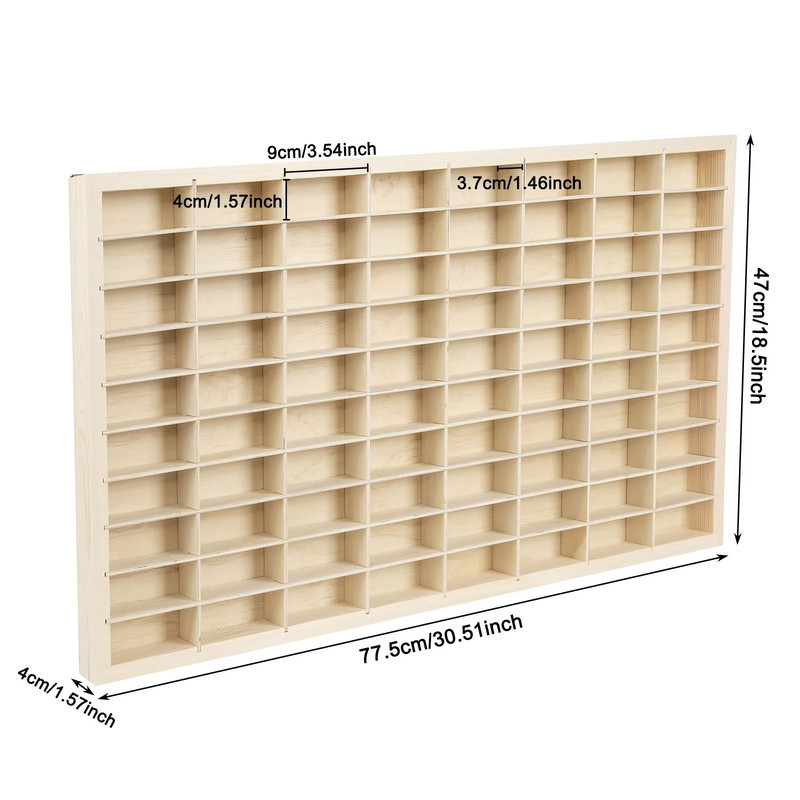 80Grid Wooden Display Shelf For Hot Wheels Matchbox 164 Diecast Car Toy Storage Organizer 6