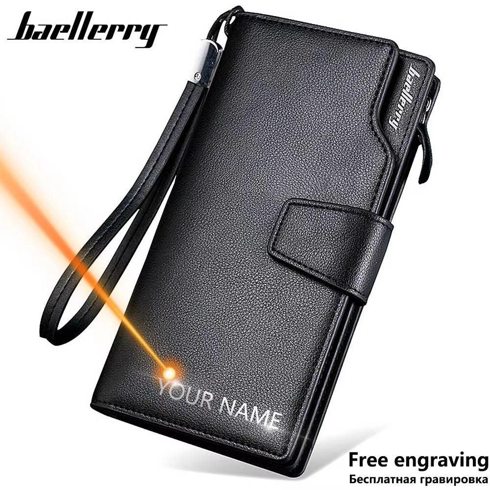 Baellerry Long Mens Wallet Large Capacity PU Leather Zipper Purse Card Holder 0