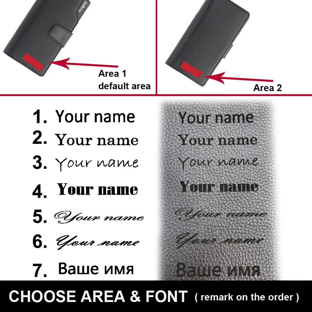 Baellerry Long Mens Wallet Large Capacity PU Leather Zipper Purse Card Holder 5