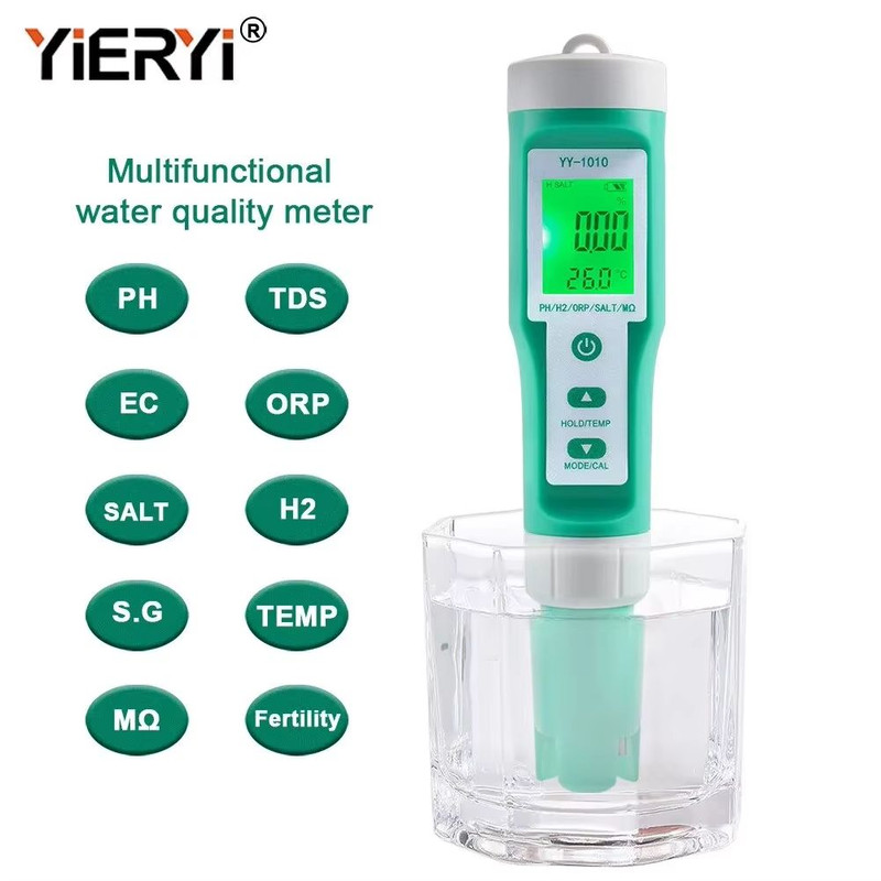 Yieryi Digital Water Quality Tester Professional TDS EC PH Meter With Salinity ORP SG Temperature 0