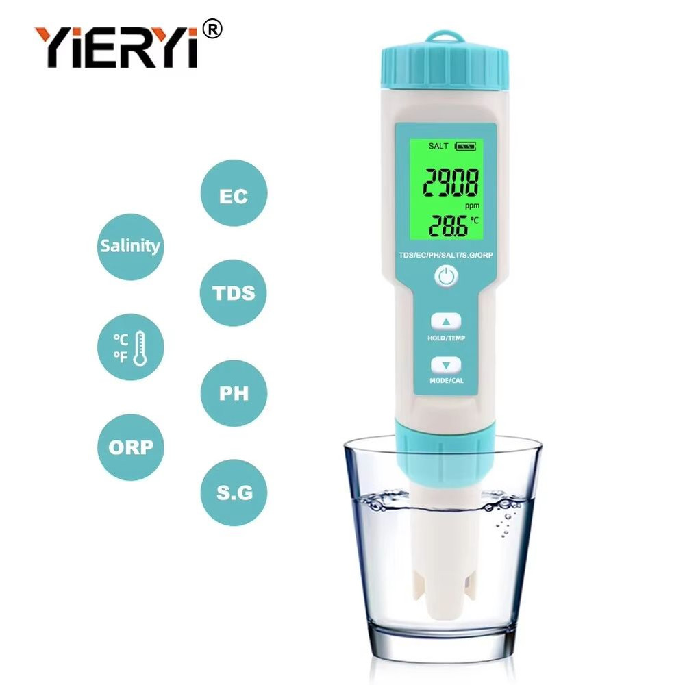 Yieryi Digital Water Quality Tester Professional TDS EC PH Meter With Salinity ORP SG Temperature 1
