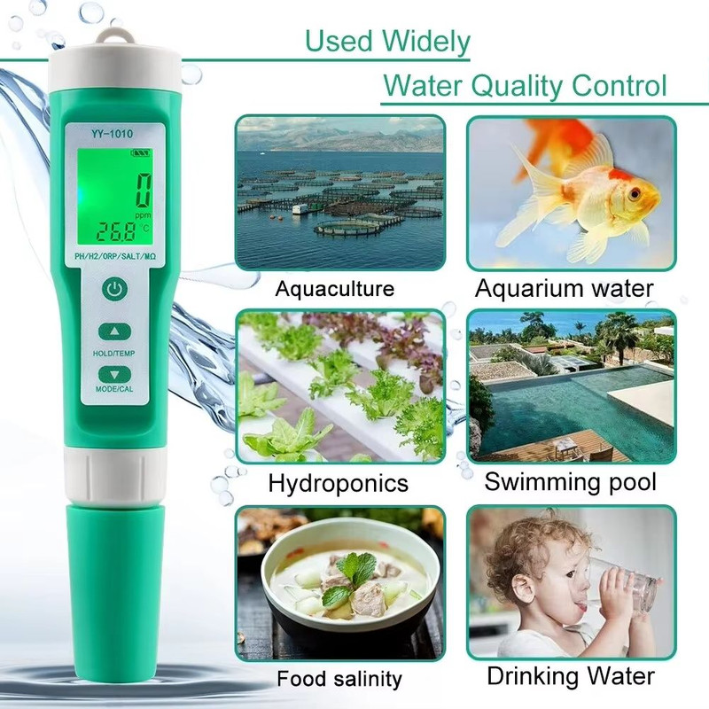 Yieryi Digital Water Quality Tester Professional TDS EC PH Meter With Salinity ORP SG Temperature 5