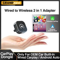 2 in 1 wired to wireless carplay and android auto adapter for oem car stereo usb plug and play bluetooth