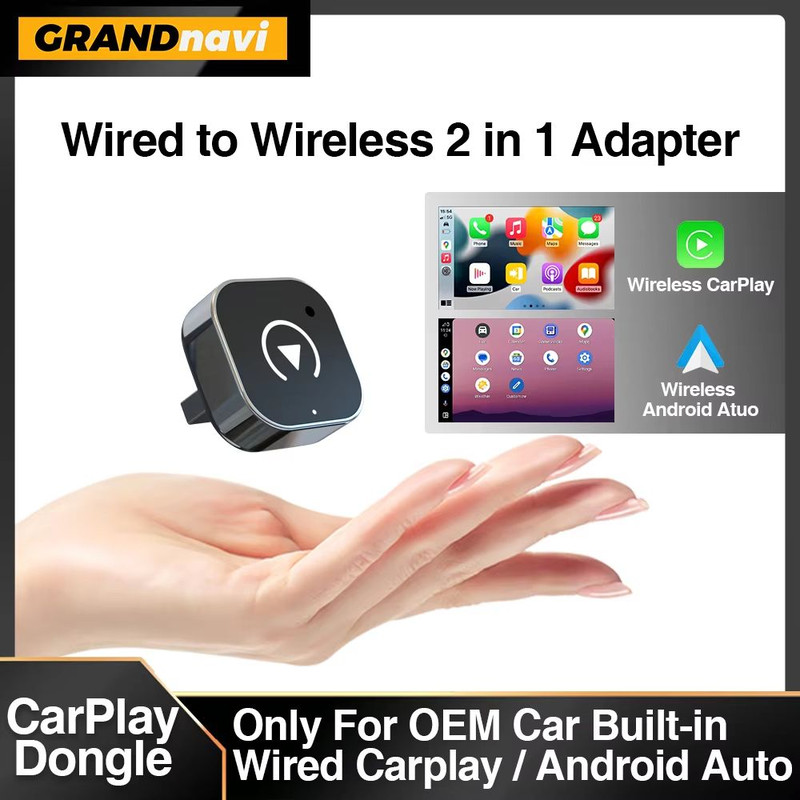 2 In 1 Wired To Wireless CarPlay And Android Auto Adapter For OEM Car Stereo USB Plug And Play Blue 0