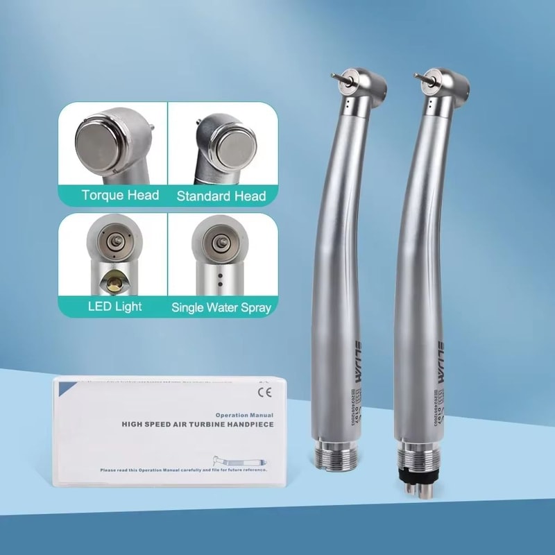 Dental LED High Speed Handpiece Air Turbine With Push Button Ceramic Bearing And Water Spray 1