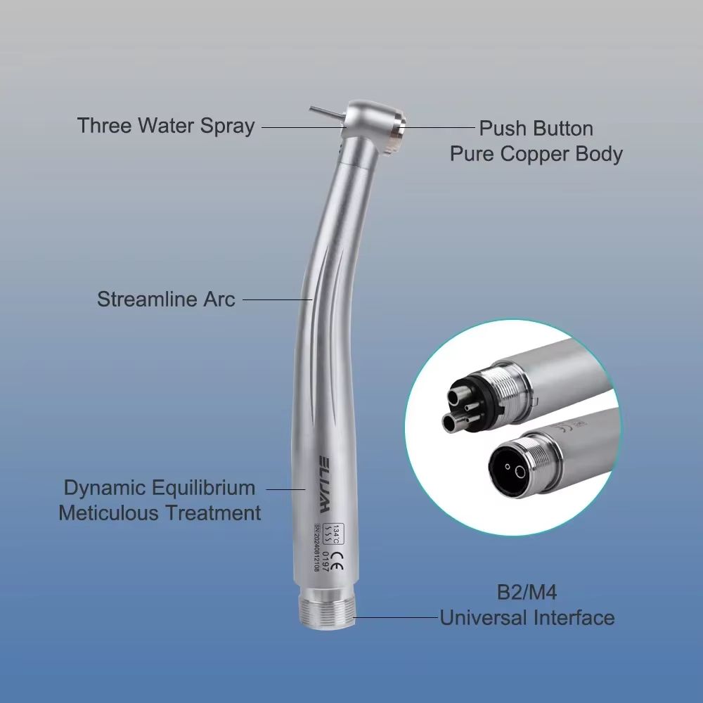 Dental LED High Speed Handpiece Air Turbine With Push Button Ceramic Bearing And Water Spray 3