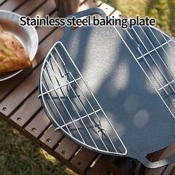 outdoor stainless steel barbecue net grill rack – durable non-stick steam & fry pan for camping, bbq, and outdoor cookin