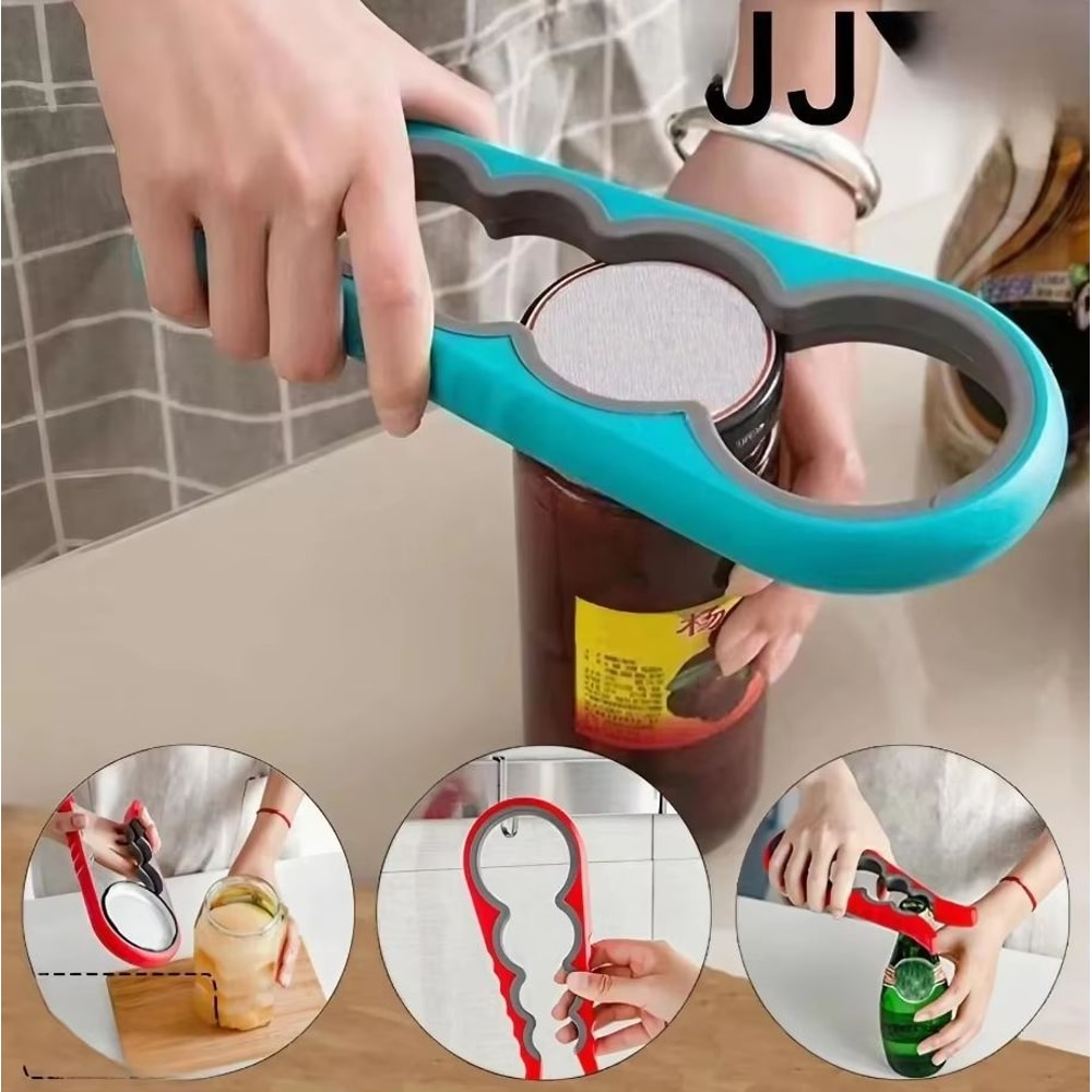 4in1 MultiFunction Can Opener Easy Grip Bottle Cap Twister And AntiSlip Handle Opener For Cans And 0