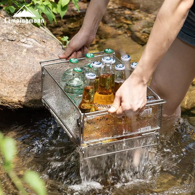 CAMPINGMOON CK24 IGT Mesh Box  Storage Basket  Multifunctional 304 Stainless Steel Outdoor Table Un 0