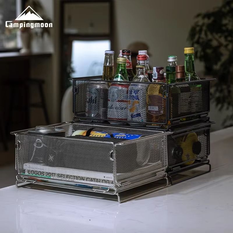 CAMPINGMOON CK24 IGT Mesh Box  Storage Basket  Multifunctional 304 Stainless Steel Outdoor Table Un 1