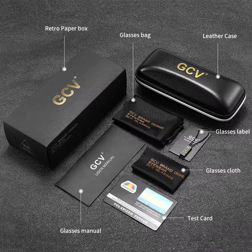 GCV Retro Womens Rectangular Metal Frame Sunglasses With Polaroid Lenses 5