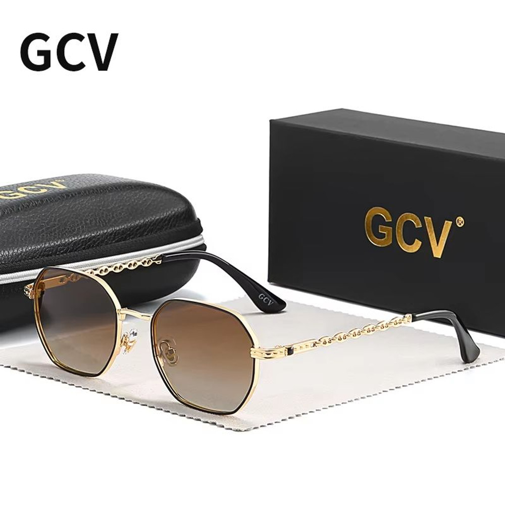 GCV Retro Womens Rectangular Metal Frame Sunglasses With Polaroid Lenses 6