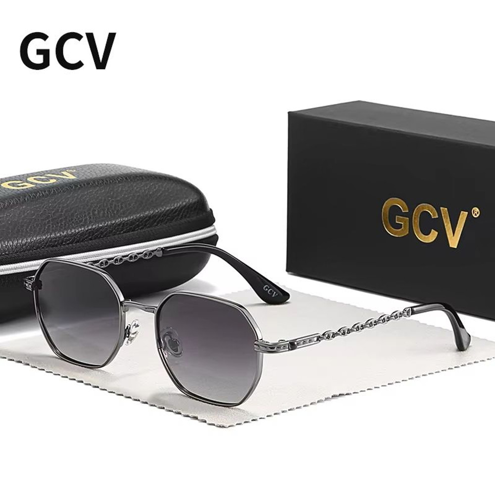 GCV Retro Womens Rectangular Metal Frame Sunglasses With Polaroid Lenses 8