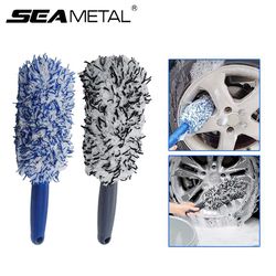 seametal car wheel tire rim cleaning brush – portable plush hub detailing brush for dust and dirt removal