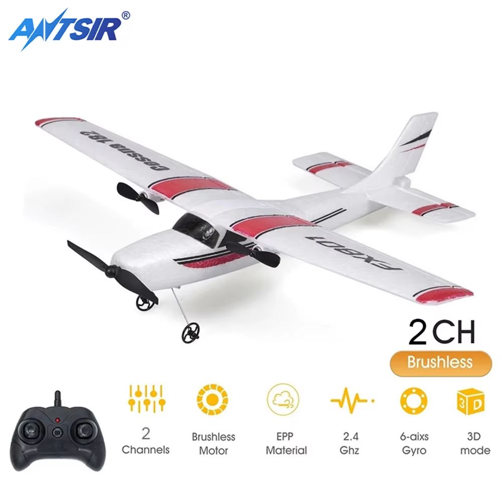 SkyGlide FX801 RC Plane EPP Foam 24G 2CH FixedWing Remote Control Airplane For Kids Beginners 0