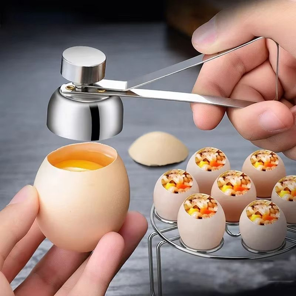 Stainless Steel Egg Topper Cutter Precision Boiled Raw Egg Opener Tool 6