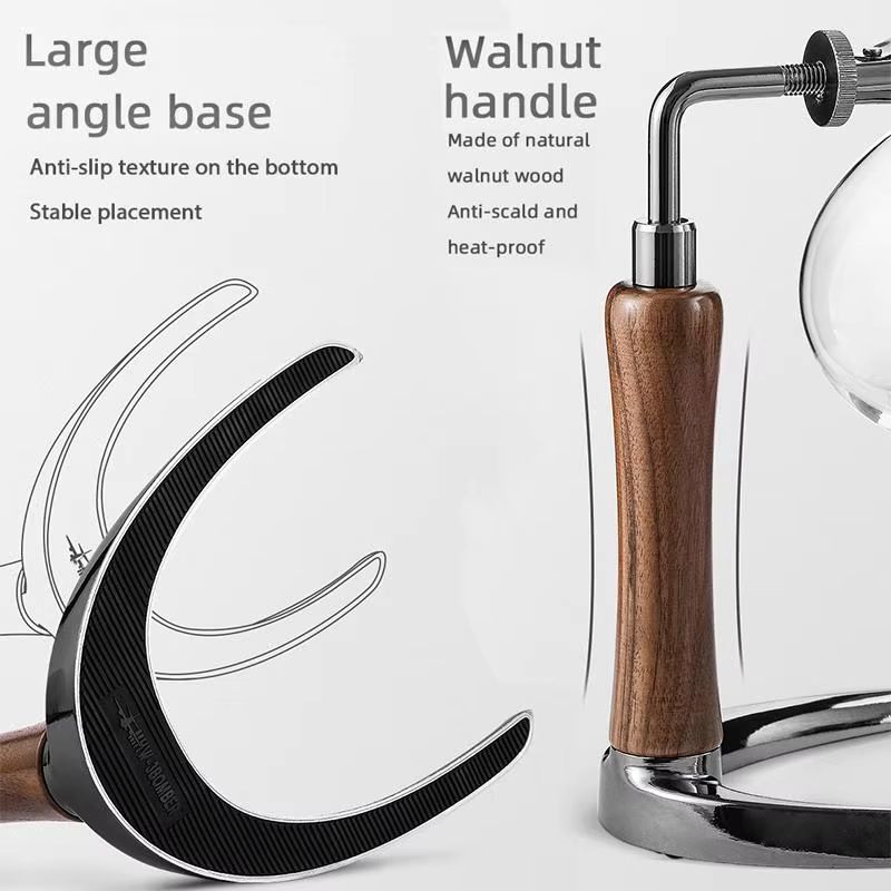 MHW3BOMBER Japanese Siphon Coffee Maker Premium Vacuum Brewer With Wooden Handle 13 Cup Glass Drip 3