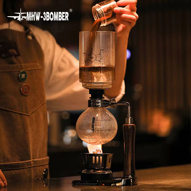 MHW3BOMBER Japanese Siphon Coffee Maker Premium Vacuum Brewer With Wooden Handle 13 Cup Glass Drip 5