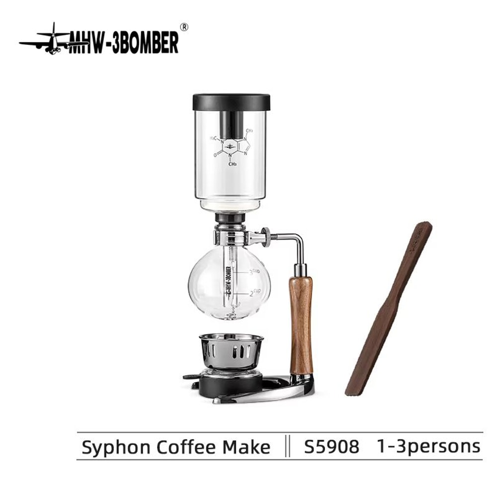 MHW3BOMBER Japanese Siphon Coffee Maker Premium Vacuum Brewer With Wooden Handle 13 Cup Glass Drip 6