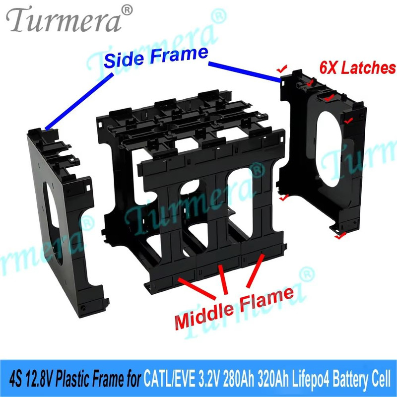 2025 FlameRetardant 12V Battery Frame For Lifepo4 Cells HeavyDuty ABSPC Plastic Holder With Latche 4