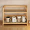 NaturalWood Rattan Desktop Organizer Wooden Storage Shelf Countertop Spice Rack 5