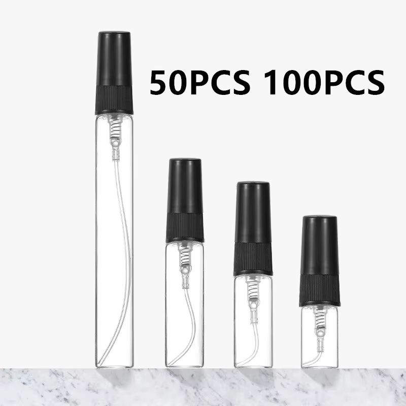 Black Refillable Glass Perfume Bottles 2ml To 10ml Portable Empty Cosmetic Sample Vials 50100PCS S 0