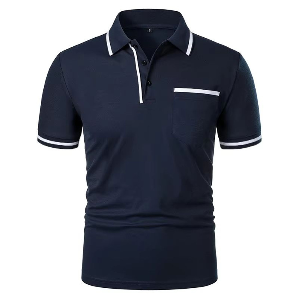 2025 Mens Casual Polo Shirt Breathable Short Sleeve Summer Top With Pocket Design 1