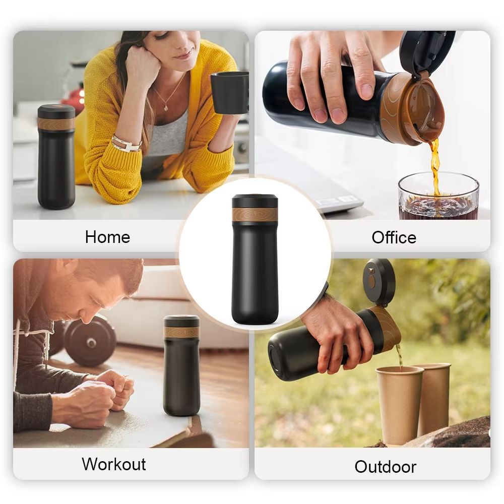 DoubleWalled Stainless Steel French Press Coffee Maker  2Layer Filter Vacuum Insulated Brewer For H 2